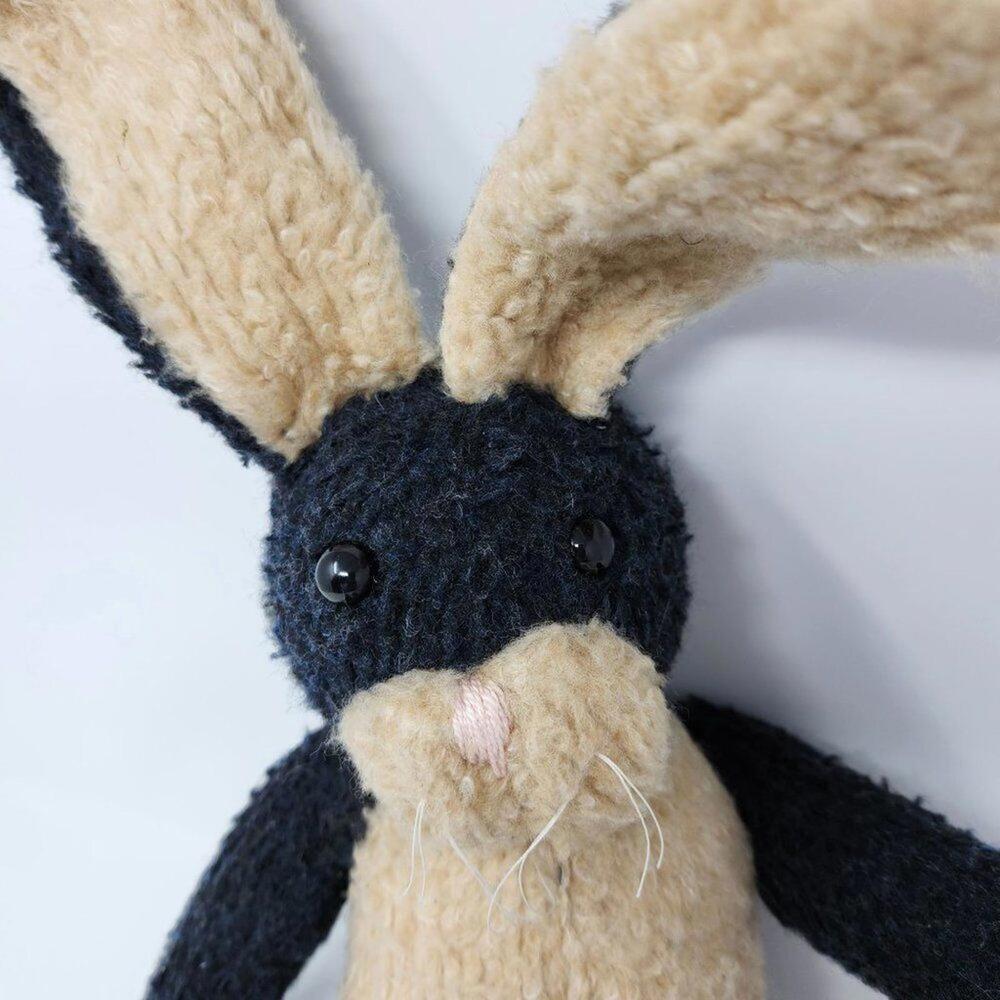 Artist Made Black & Cream Bunny Doll Shelf Sitter Easter Plush Home‎ Decor 25 In